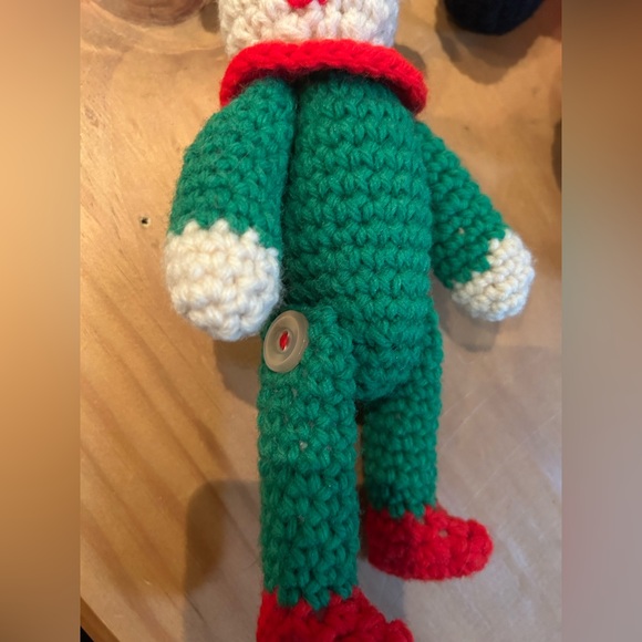 Vintage 3pc Santa and Mrs Claus and elf’s Dolls Handmade Crochet Christmas Decor - Picture 10 of 14